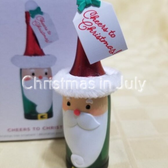 Hallmark 2024 Cheers to Christmas Wine Bottle Santa Ornament - Picture 1 of 2